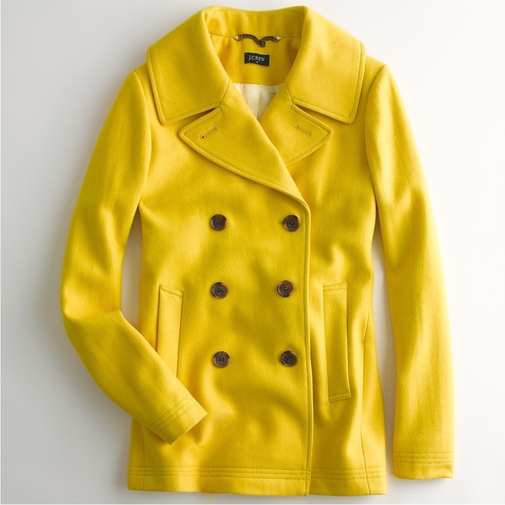 J. Crew Women's Vibrant Yellow Pea Coat